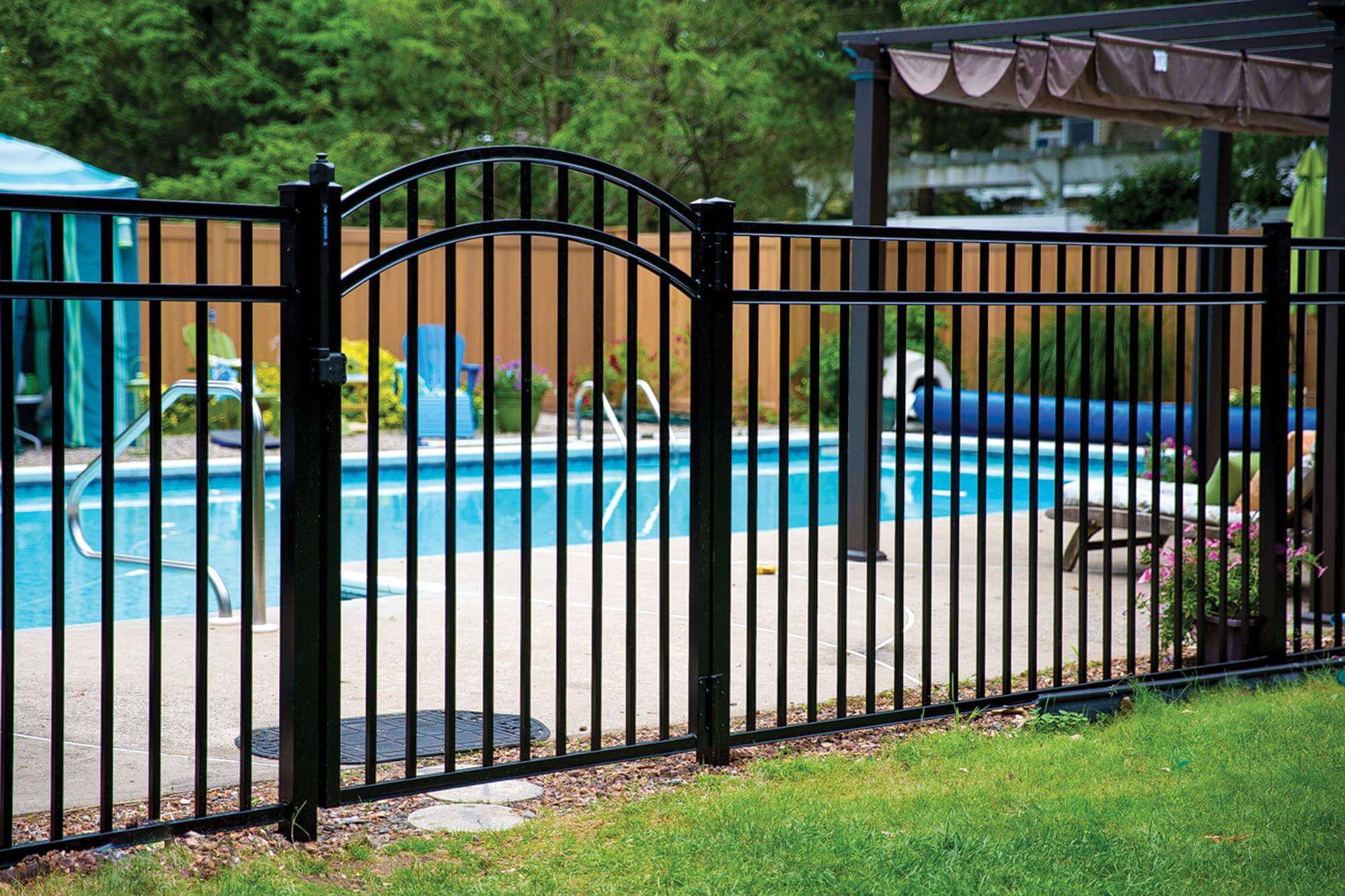 Aluminum fence around a pool